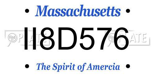 II8D576 Massachusetts License Plate