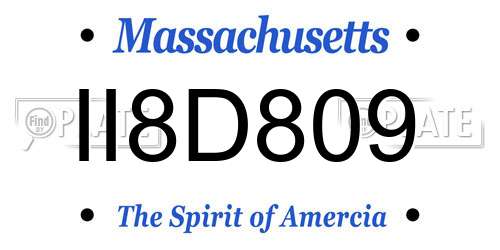 II8D809 Massachusetts License Plate