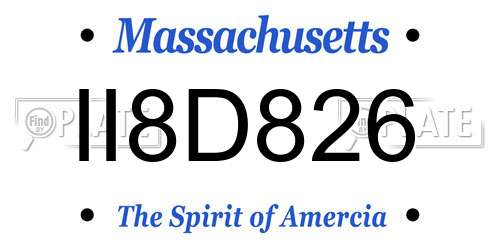 II8D826 Massachusetts License Plate