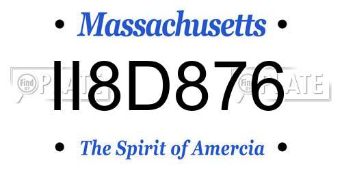 II8D876 Massachusetts License Plate