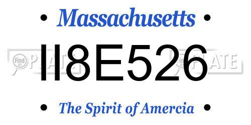 II8E526 Massachusetts License Plate