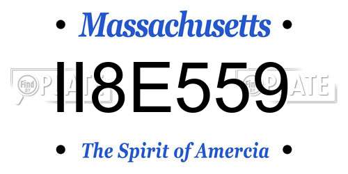 II8E559 Massachusetts License Plate