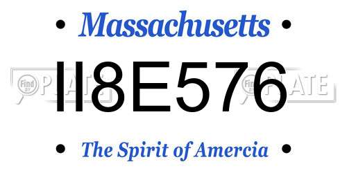 II8E576 Massachusetts License Plate