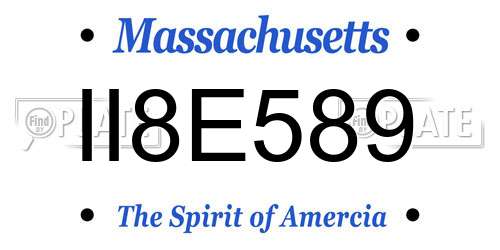 II8E589 Massachusetts License Plate