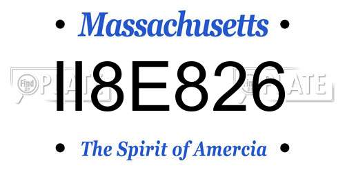 II8E826 Massachusetts License Plate