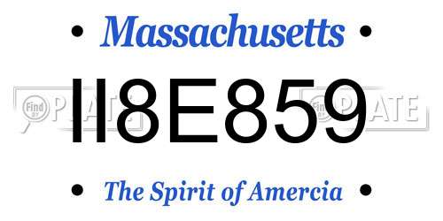 II8E859 Massachusetts License Plate