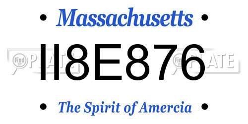 II8E876 Massachusetts License Plate
