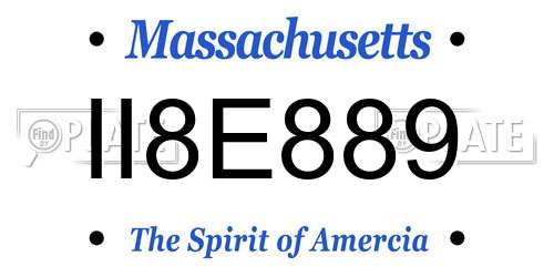 II8E889 Massachusetts License Plate
