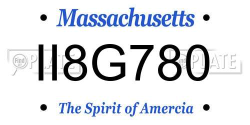 II8G780 Massachusetts License Plate