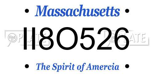 II8O526 Massachusetts License Plate