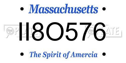 II8O576 Massachusetts License Plate