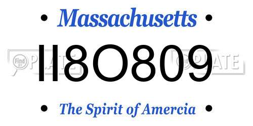 II8O809 Massachusetts License Plate