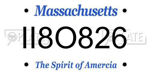 II8O826 Massachusetts License Plate