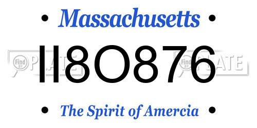 II8O876 Massachusetts License Plate