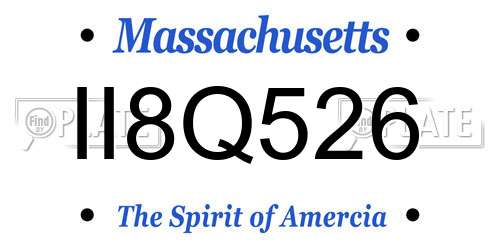 II8Q526 Massachusetts License Plate