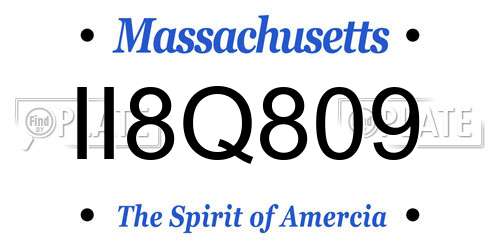 II8Q809 Massachusetts License Plate