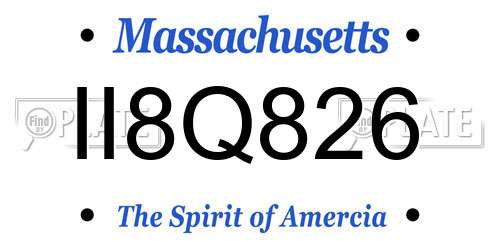II8Q826 Massachusetts License Plate