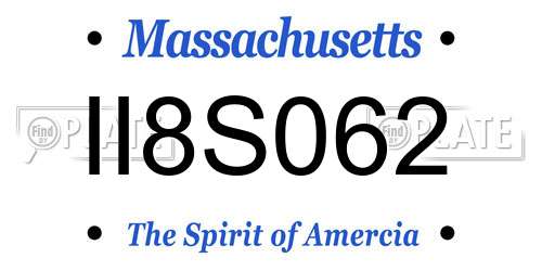 II8S062 Massachusetts License Plate