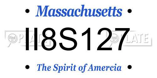 II8S127 Massachusetts License Plate