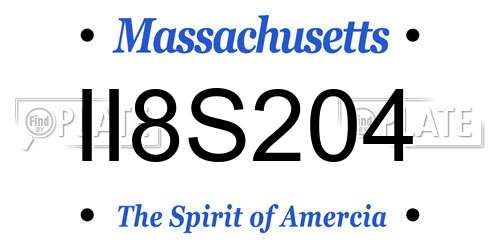 II8S204 Massachusetts License Plate