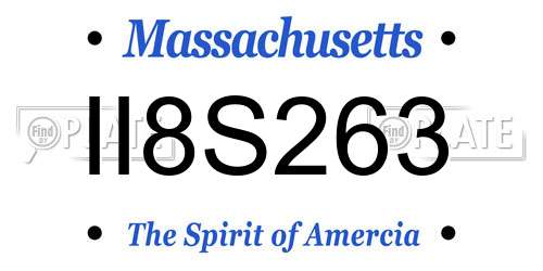 II8S263 Massachusetts License Plate