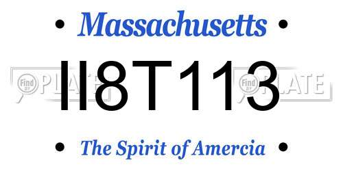 II8T113 Massachusetts License Plate