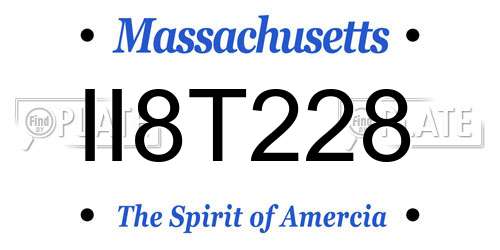 II8T228 Massachusetts License Plate