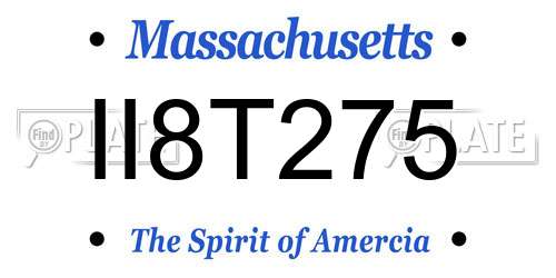 II8T275 Massachusetts License Plate