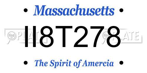 II8T278 Massachusetts License Plate