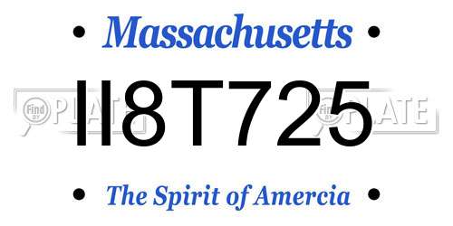 II8T725 Massachusetts License Plate