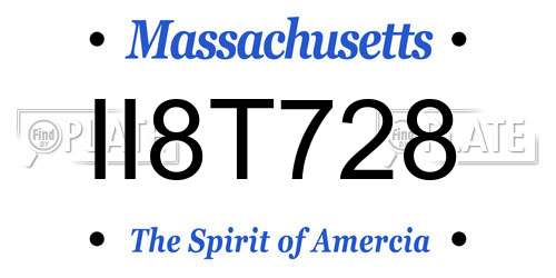 II8T728 Massachusetts License Plate