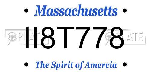 II8T778 Massachusetts License Plate