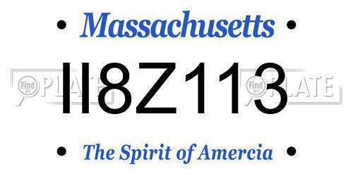 II8Z113 Massachusetts License Plate