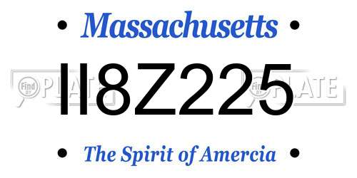 II8Z225 Massachusetts License Plate