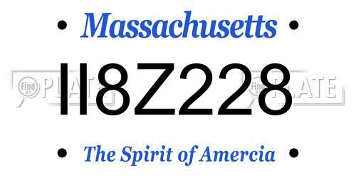 II8Z228 Massachusetts License Plate