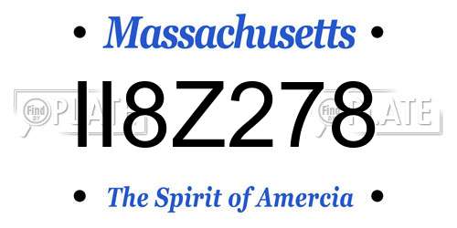 II8Z278 Massachusetts License Plate