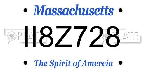 II8Z728 Massachusetts License Plate
