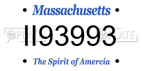 II93993 Massachusetts License Plate