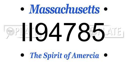II94785 Massachusetts License Plate