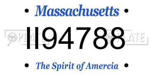 II94788 Massachusetts License Plate