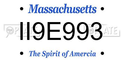 II9E993 Massachusetts License Plate