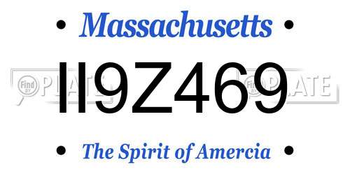 II9Z469 Massachusetts License Plate