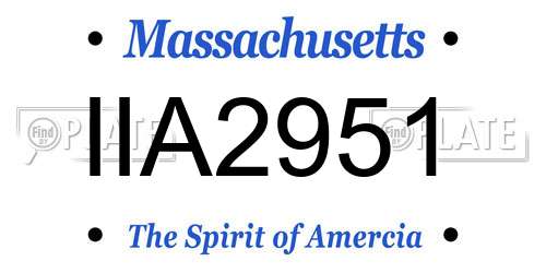 IIA2951 Massachusetts License Plate