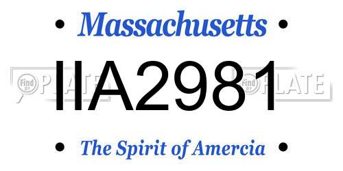 IIA2981 Massachusetts License Plate
