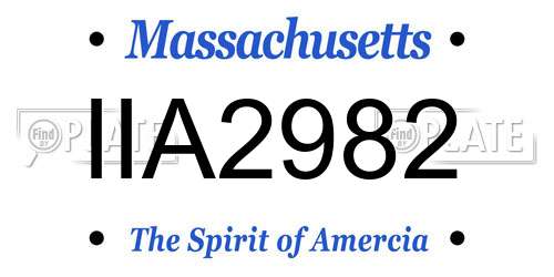 IIA2982 Massachusetts License Plate