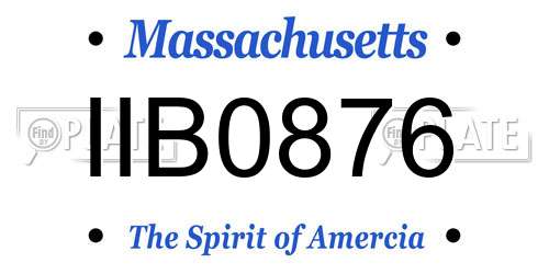 IIB0876 Massachusetts License Plate