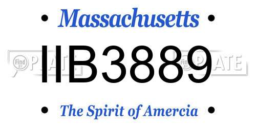 IIB3889 Massachusetts License Plate