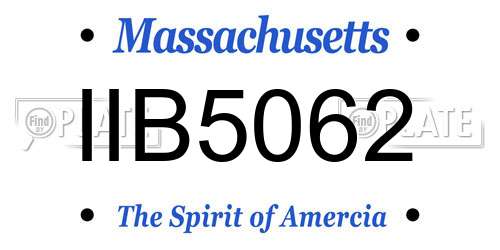 IIB5062 Massachusetts License Plate