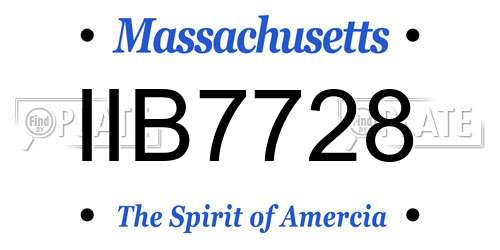 IIB7728 Massachusetts License Plate
