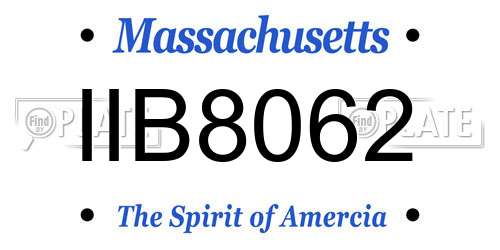 IIB8062 Massachusetts License Plate
